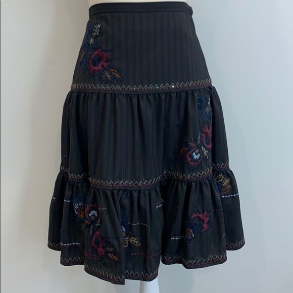 Floral Stitched BCBG Striped Skirt - Picture 1 of 10
